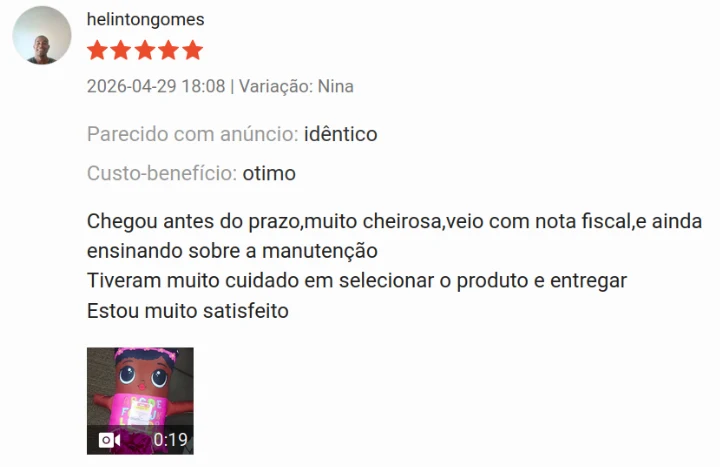 Avaliação de cliente